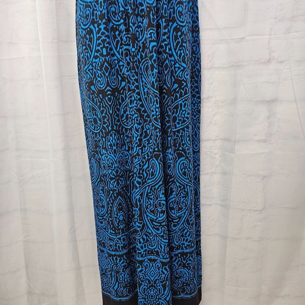 Chaps Dress Maxi Sleeveless Blue Black Paisley Grunge Boho Festival M - Picture 6 of 13